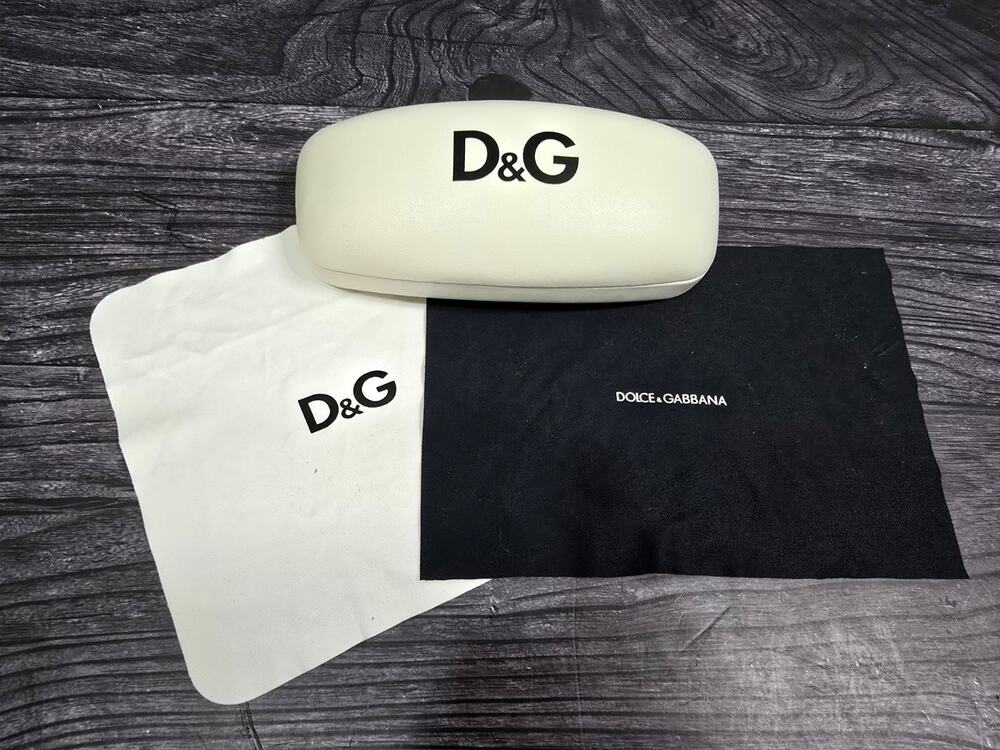 Authentic Y2K Dolce & Gabbana D&G White Hardshell Sunglasses Case w/2 Cloth Set